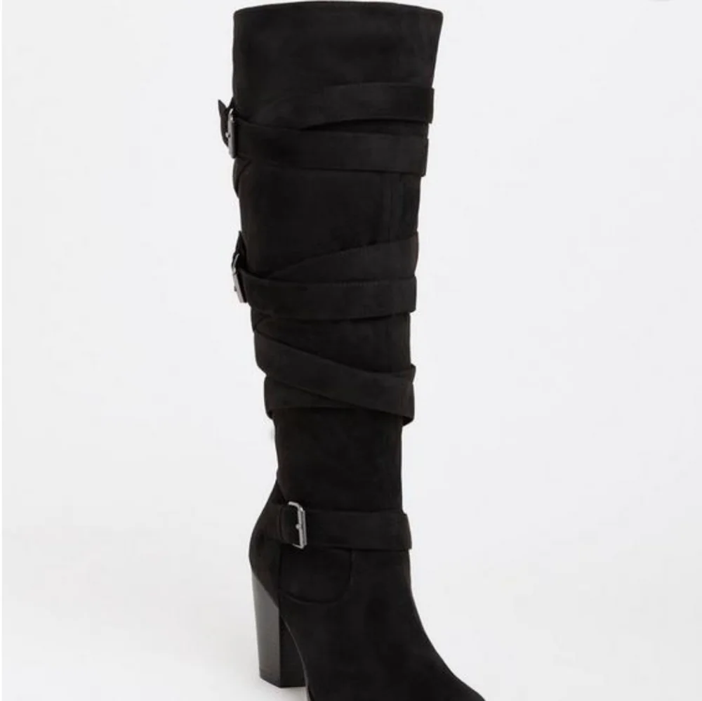 Strappy Heeled Knee Boot (WW) 10 Torrid Black - Picture 2 of 10